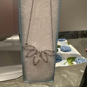 Touchstone Crystal Silver Leaf Necklace